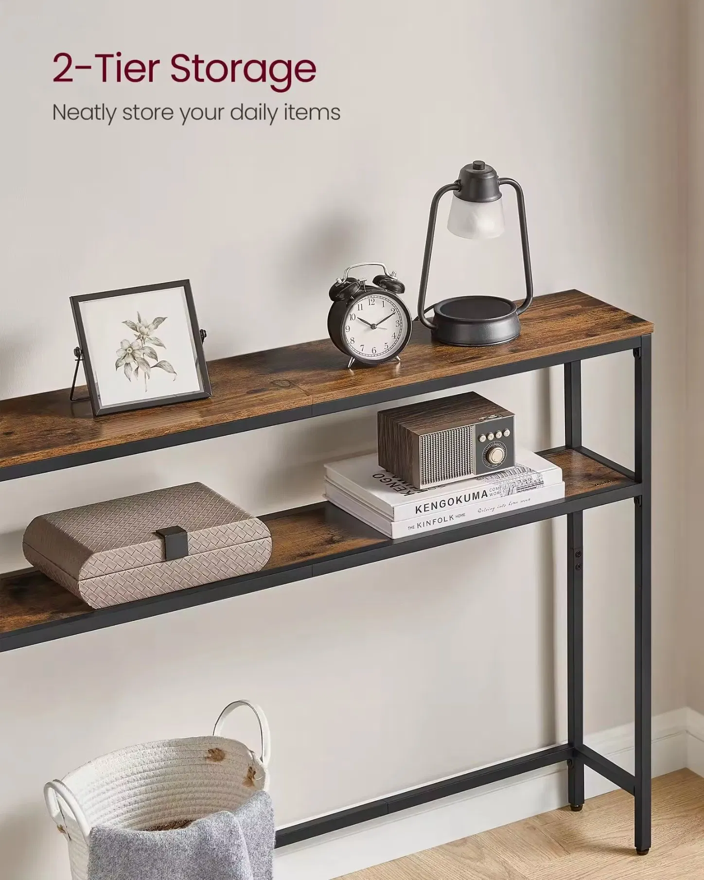 2-Tier Console Narrow Entryway Sofa Table