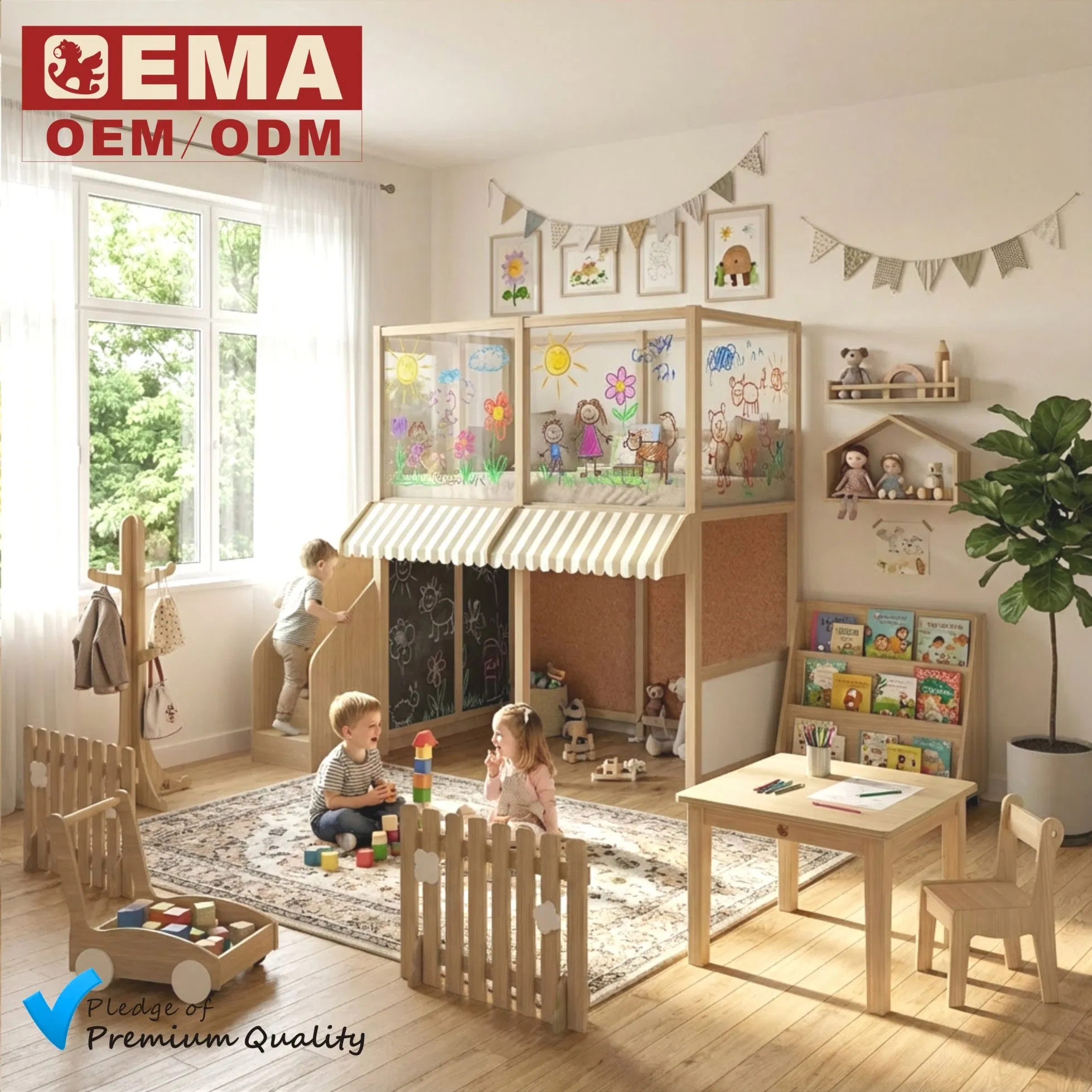 EMA Safe Eco-Friendly Multi-Functional Kids Play Loft Furniture for Daycare Activity Room