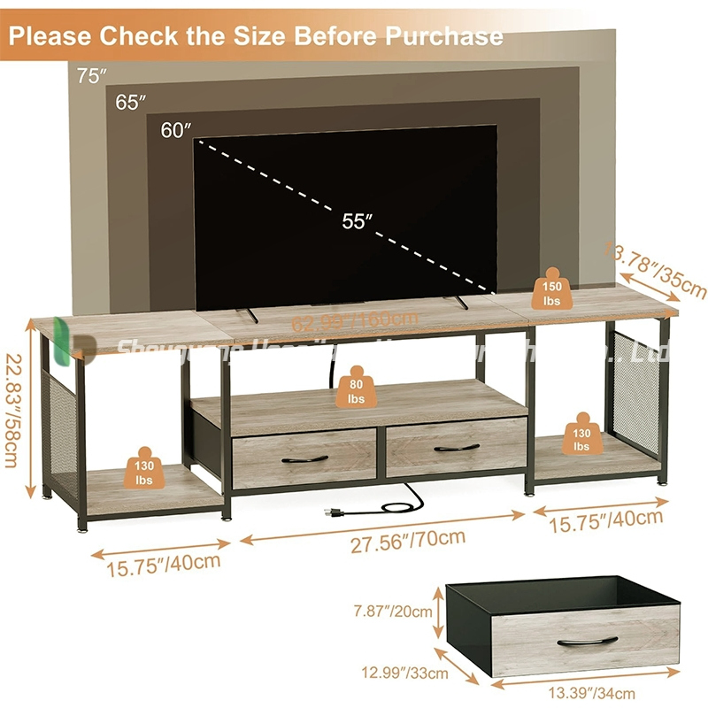 Modern Minimalist Large TV Stand with Storage Drawers for Living Room Entertainment