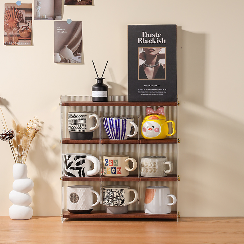 Wooden Cantilever Shelf Organizer for Kitchen Snack Storage in Green