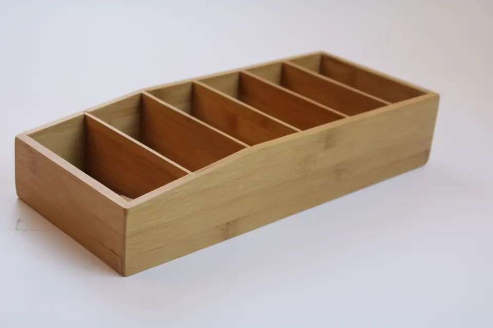 6 Compartments Multi-Purpose Wooden &amp; Bamboo Boxes Bamboo Kitchen and Snack Organizer