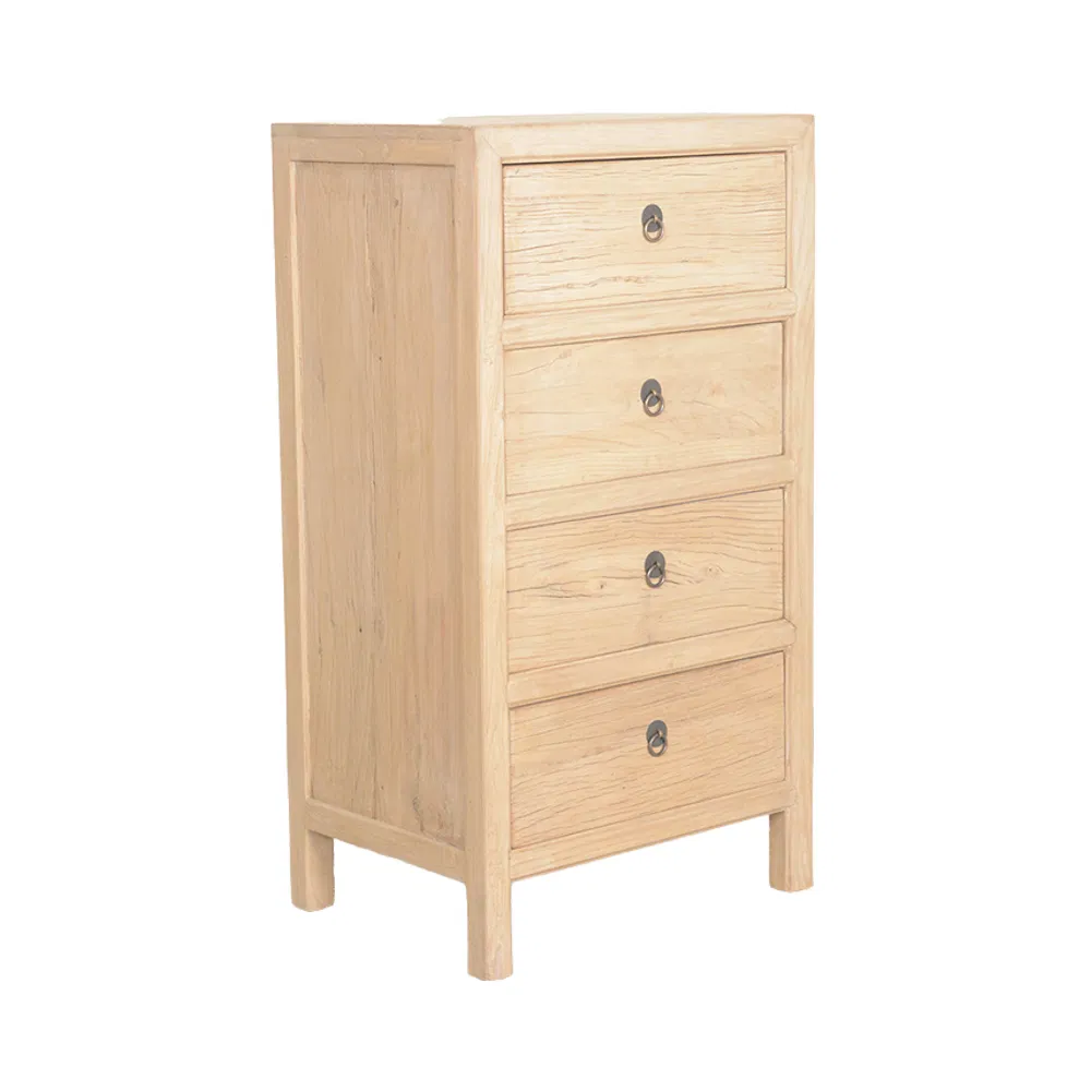 Antique Solid Elm Wood Nightstand 3