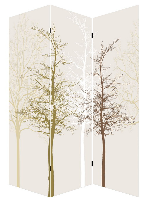 Decorative Tropical Plant 3 Panel Canvas/Wooden Folding Home Room Dividers