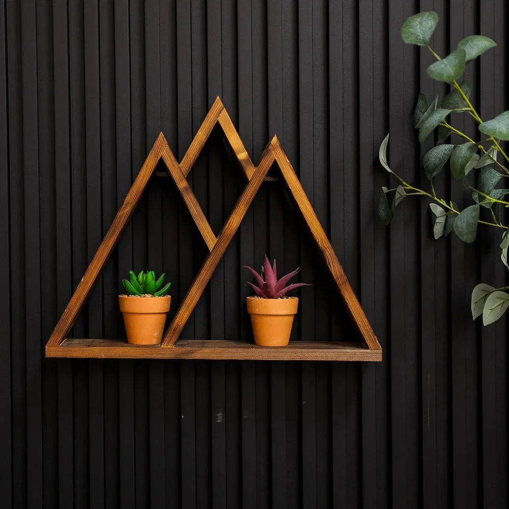 Triangle Mountain Design Wood Home Decor Wall Floating Shelf for Living Room