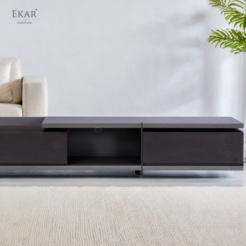 Aura Floating TV Stand Minimalist Media Console with Hidden Storage, Solid Wood &amp; Metal Frame for Modern Living Rooms