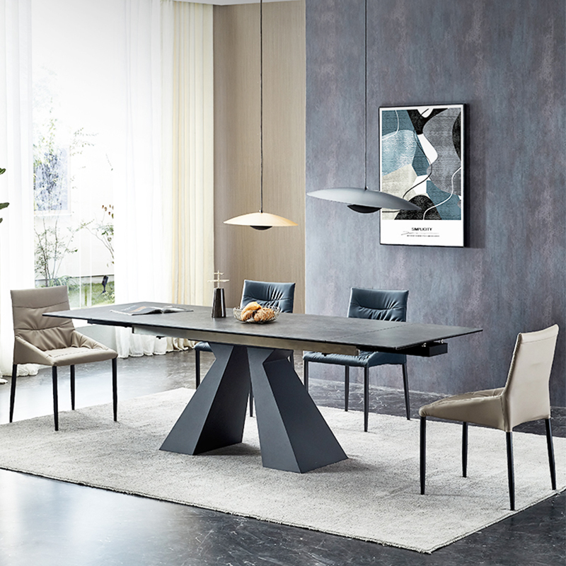 Dining Room Carbon Steel Legs Marble Sintered Stone Top Modern Round Diningroom Furniture