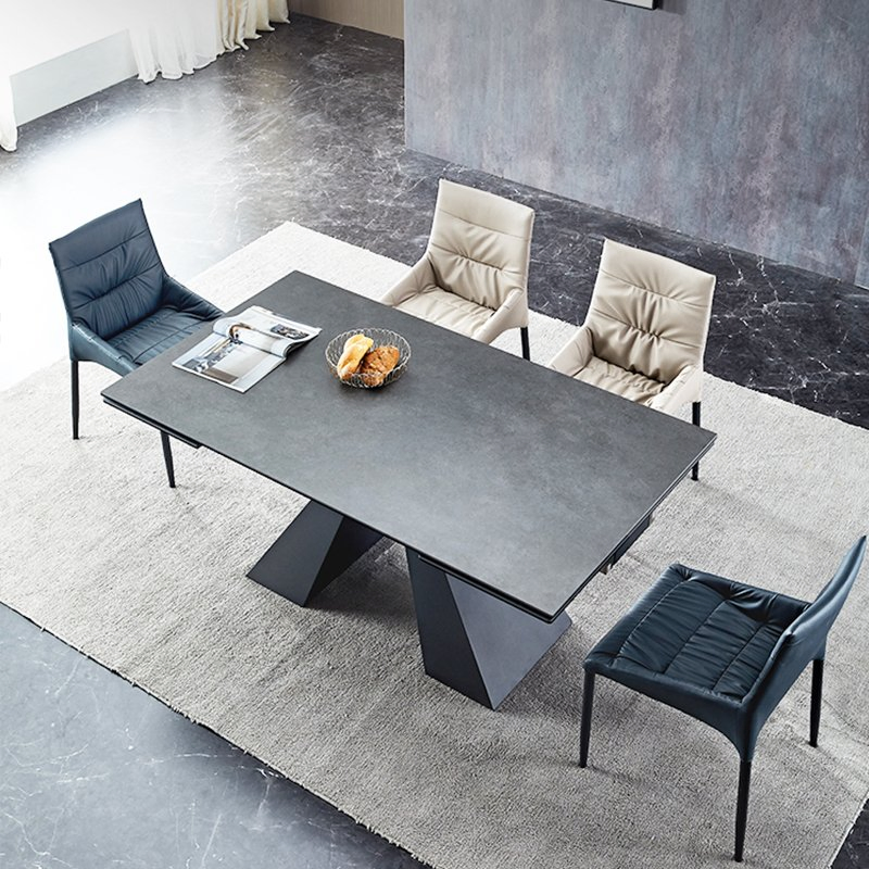 Dining Room Carbon Steel Legs Marble Sintered Stone Top Modern Round Diningroom Furniture