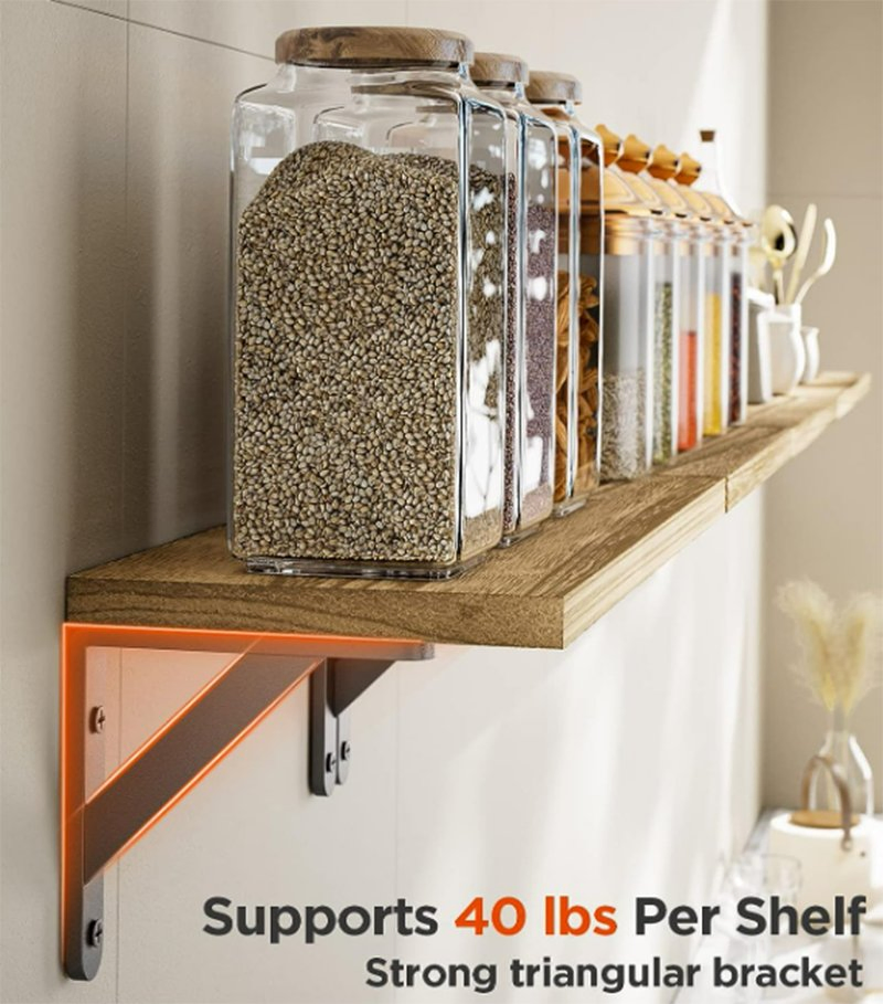 Floating Wood Wall Shelves for Bedroom