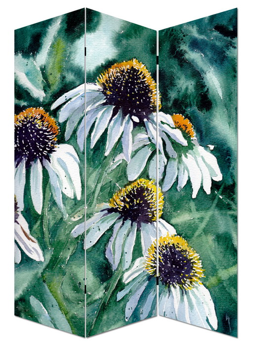 Decorative Flower 3 Panel Canvas/Wooden Folding Home Room Dividers