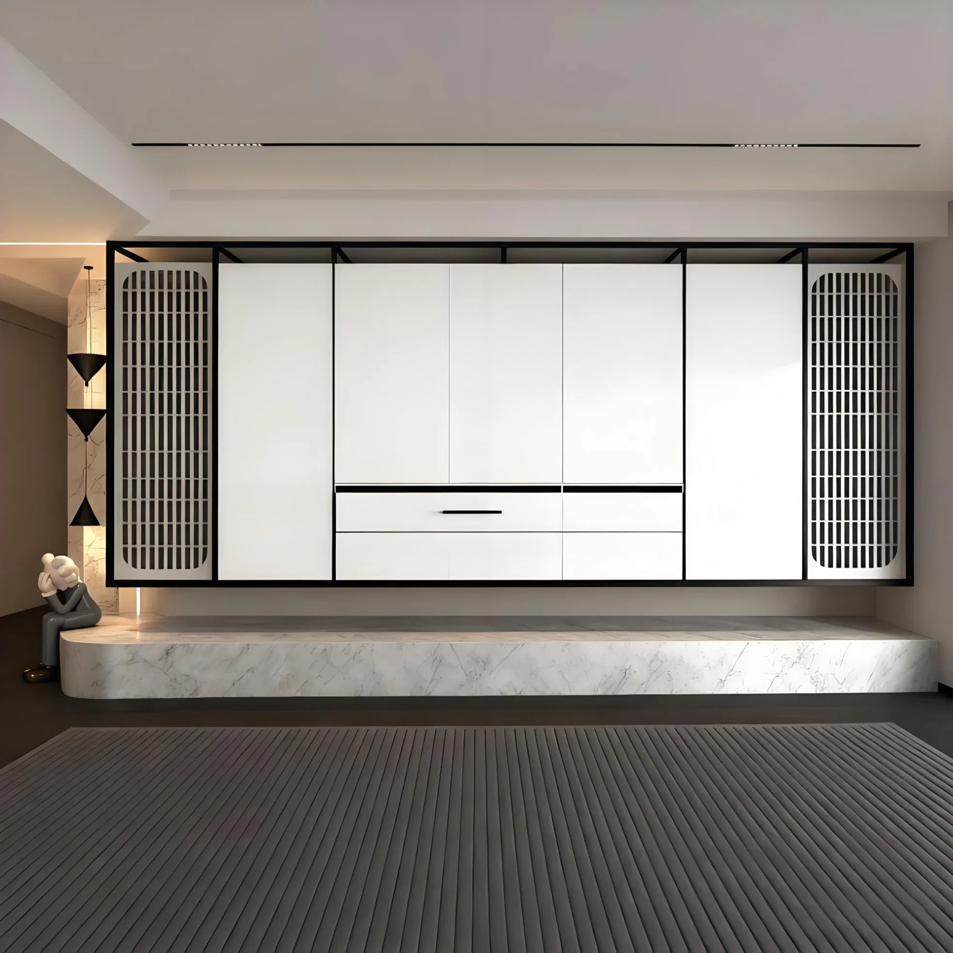 Custom High-End Minimalist Wooden TV Stand with LED Lighting