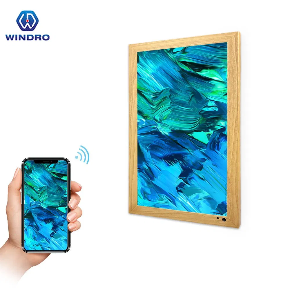 21.5'' IPS Screen Display Digital Picture Frames LCD Screen Wooden Digital Signage Wood Smart Digital Photo Frame for Art