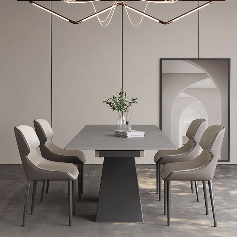 Dining Room Carbon Steel Legs Marble Sintered Stone Top Modern Round Diningroom Furniture