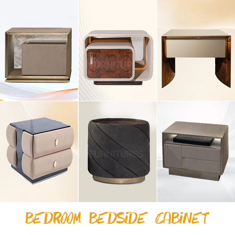 Modern Bedroom Decor One-Drawer Bedside Table Metal&Lacquer Nightstand Nightstands
