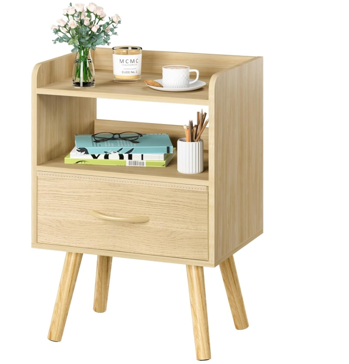Night Stands for Bedrooms, 2-Tier Night Table-Natural