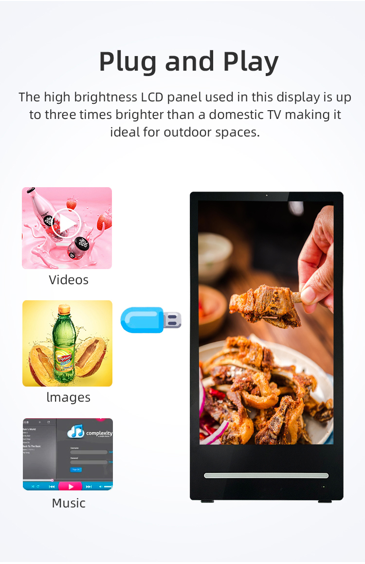 Weatherproof 43-Inch Digital Signage Screen in Stylish Wood Case