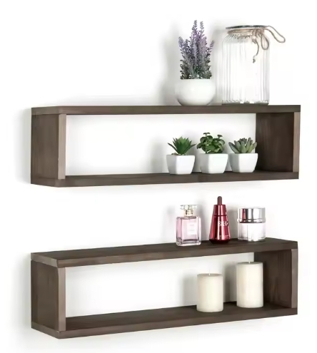 Wm-7 Hot Sale Wall Floating Shelf Rectangle Solid Wood Wall Mounted Shelves Kitchen Organizer