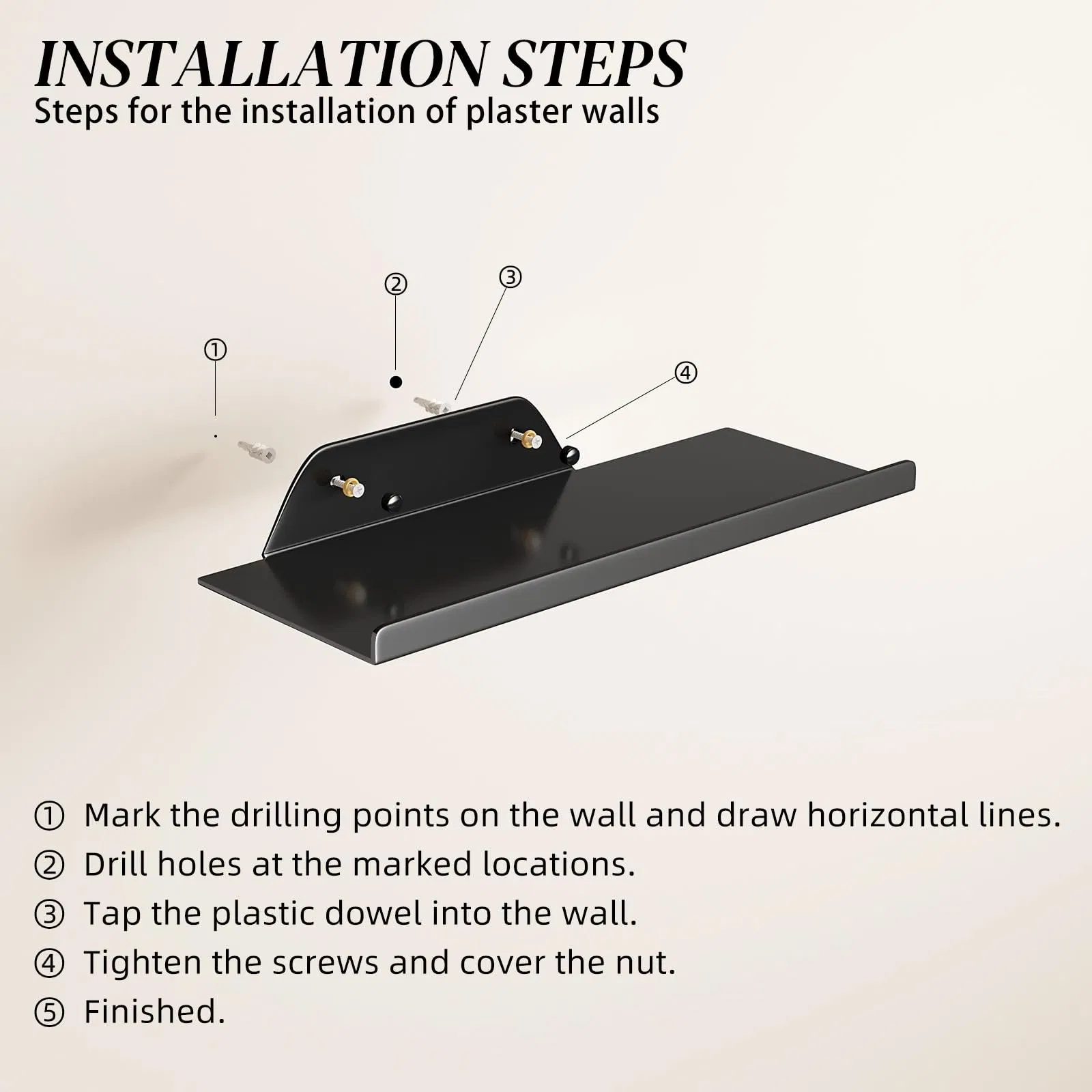 Floating Shelf for Wall off Center Metal Shelf Modern Hanging Shelf with Lip for Living Room Bedroom Bathroom Kitchen Plants