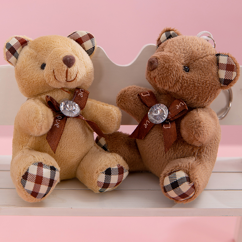 Wholesale Cute Mini Keychain Plush Toys Kawaii Backpack Pendant Stuffed Cute Bear Keychains
