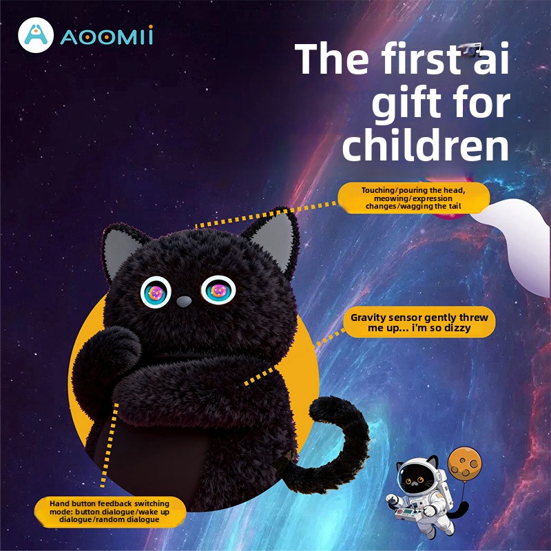 AI Dialogue Cat Plush Toy Cute Embroidered Super Soft PP Cotton Filled Hi-Tech Smart Children's Educational Toy
