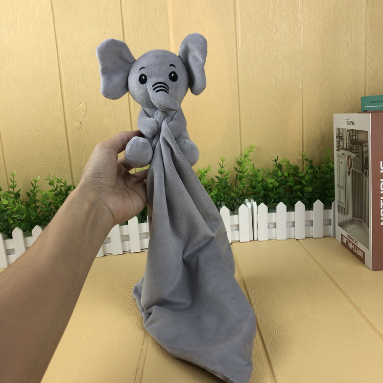 Gray Color Super Soft Plush Baby Toy Comforter Elephant Doll Before Bed