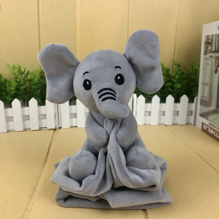 Gray Color Super Soft Plush Baby Toy Comforter Elephant Doll Before Bed