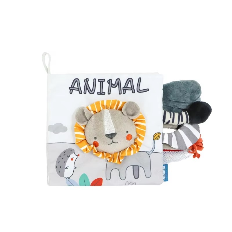 Early Learning Soft Cloth Book with Plush Animals Kids Educational Activity Stuffed Toy Preschool Fabric Animals