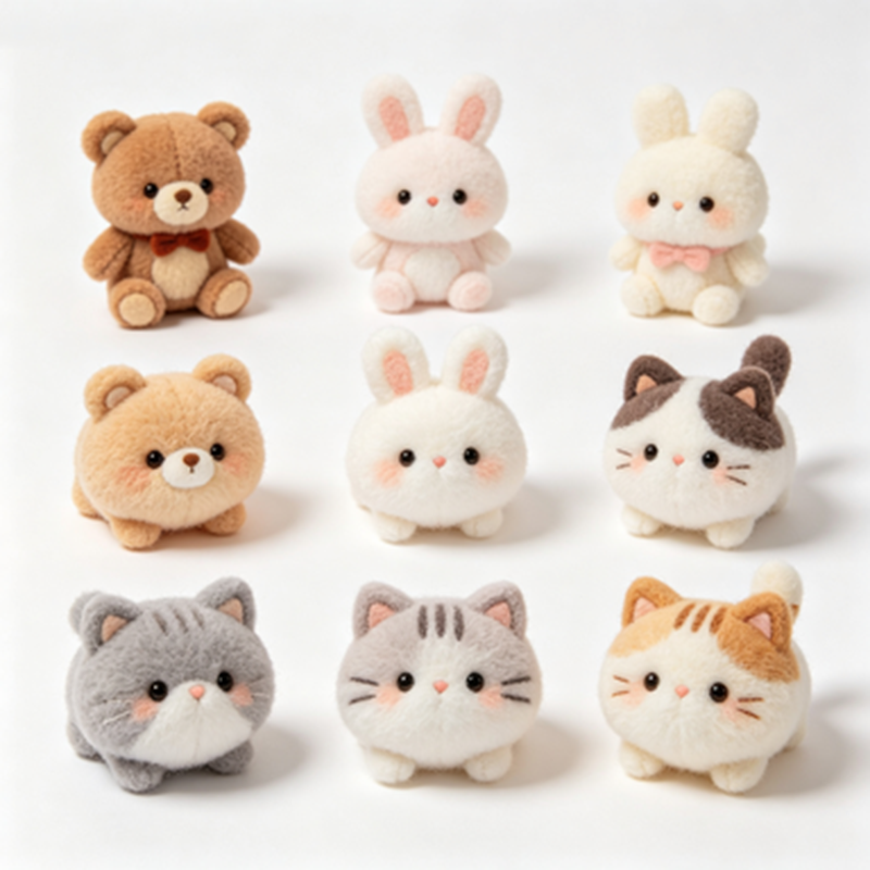 Mini Animal Plush Toy Set Cute Cat Dog Bear Rabbit Stuffed Dolls Mesh Lining Factory Direct Low MOQ OEM/ODM For Kids Gifts