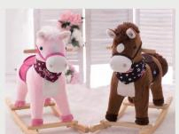 Wooden Kids Children Baby Plush Ride on Car Walking Rocking Horse Chair Mechanical Toy