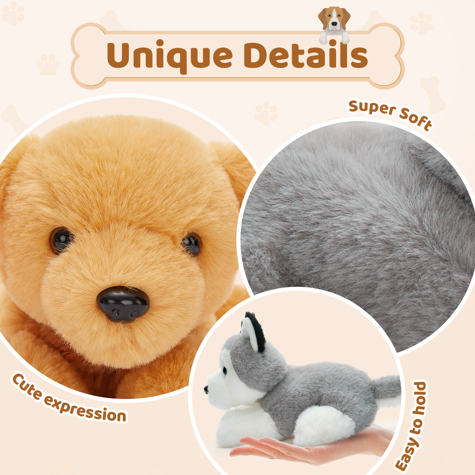 Factory Wholesale All Kinds of Cute Dog Plush Toy Sets for Claw Machine Stuffed Animal Emotional Soothing Bedroom Decoration