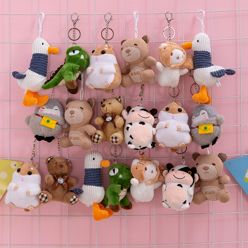 Wholesale Cute Mini Keychain Plush Toys Kawaii Backpack Pendant Stuffed Cute Bear Keychains