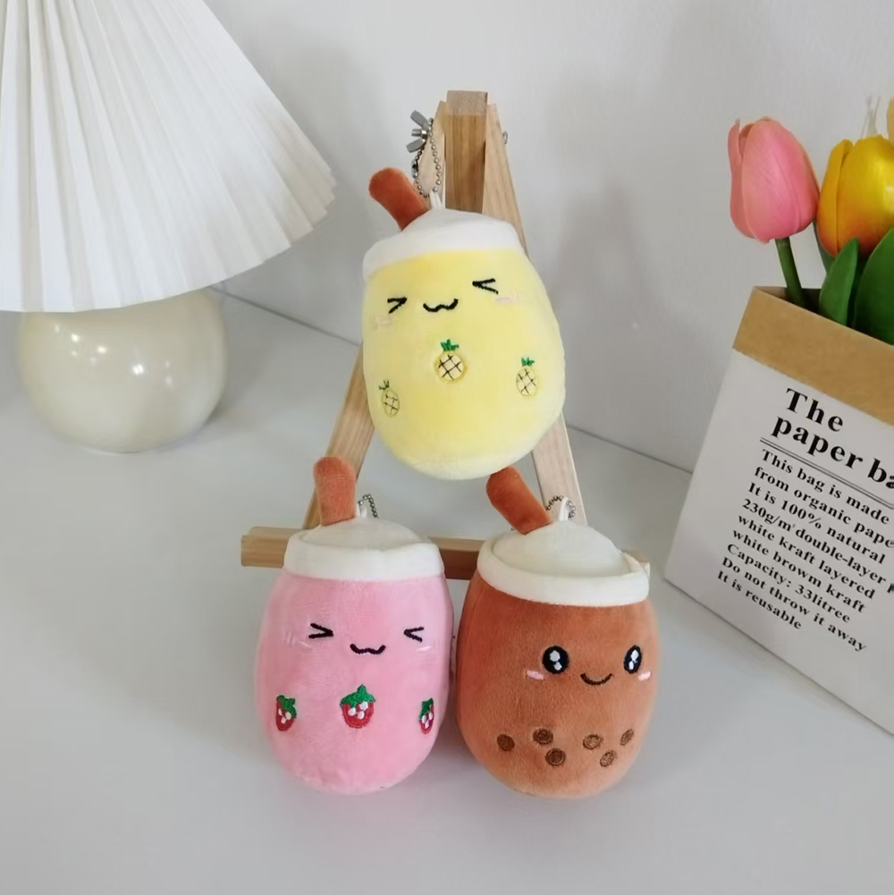 11cm Boba Key Chain Cute Milk Tea Cup Plush Toy Milk Tea Doll Bag Pendant Keychain Bag Hanging Decoration Plush Key Chain