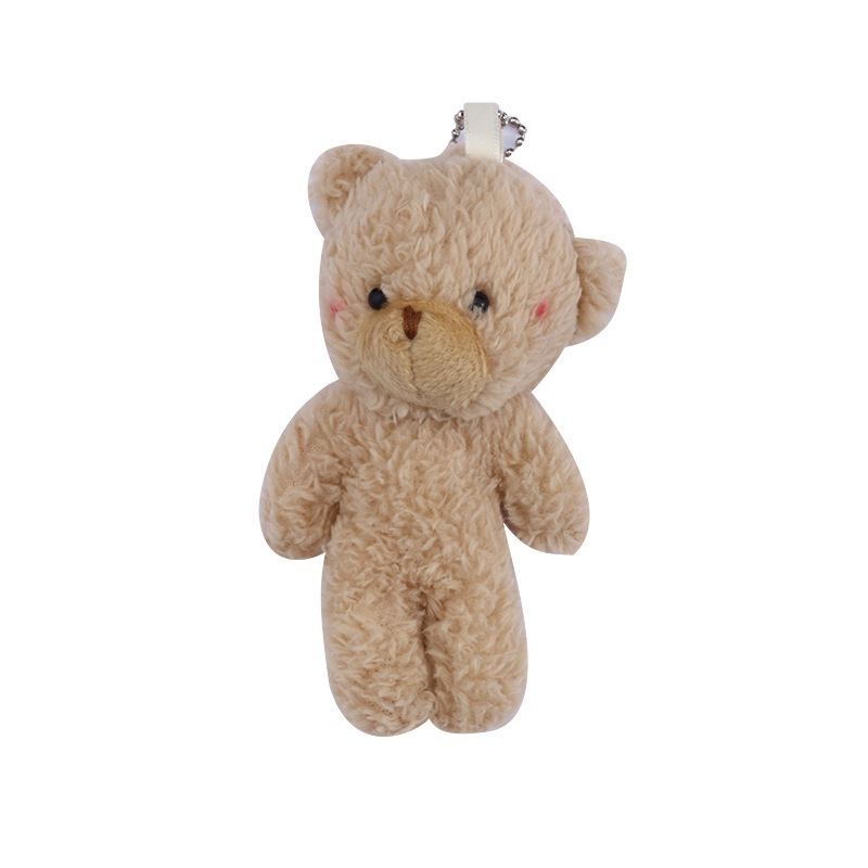 Factory Direct Pearl Velvet Bear Plush Toy Keychain Pendant Teddy Bear Conjoined Bear Doll With PP Cotton Filling 12cm