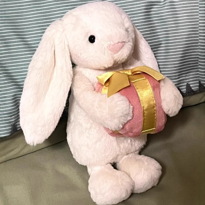 High Version Easter Bunny Plush Toy Holding Carrot Super Soft PP Cotton Filled Stuffed Animal Stress Relief Holiday Promotion