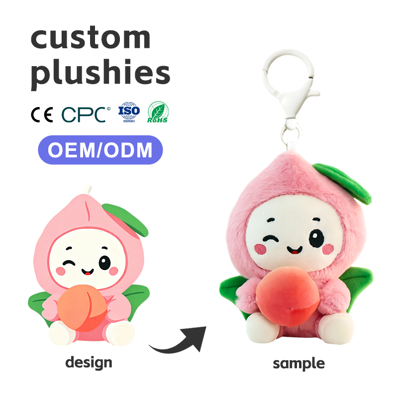 Wholesale Promotional Gift Cute Fruit Custom Key Chains Blind Box Custom Color Logo Stuffed Anime Animal Plush Toys Keychain