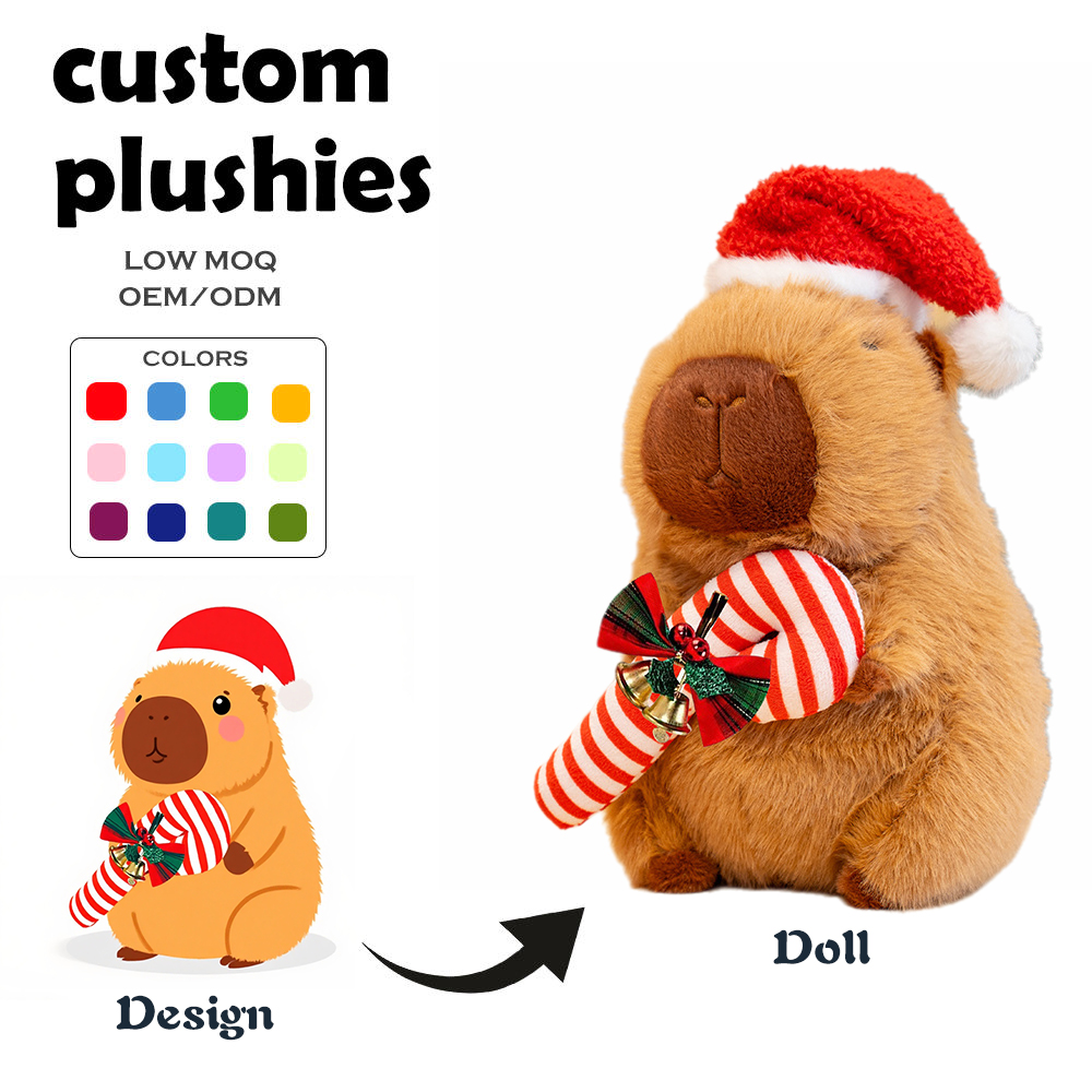 Custom Christmas Capybara Plush Doll Soft Stuffed Animal Cuddly Holiday Gift Decoration for Kids Family OEM ODM Manufacturer