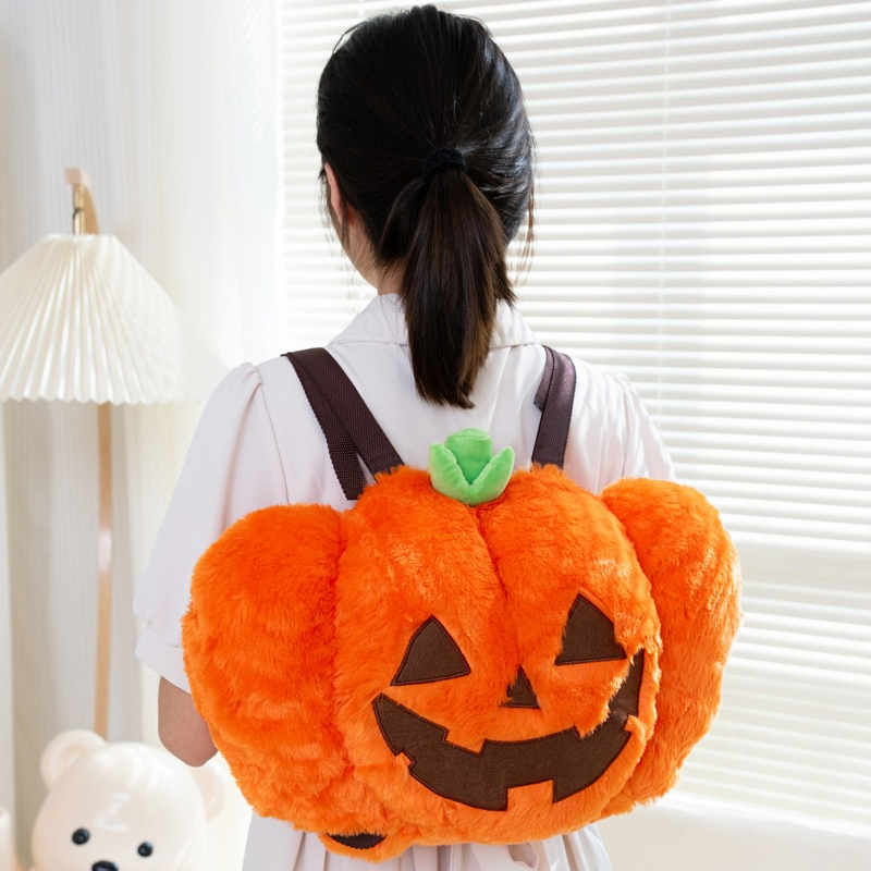Wholesale Price Personalized Kids Children School Bag Holiday Gift Super Soft Toys Customized Custom Made Cartoon Halloween Pumpkin Plush Backpack Factory
