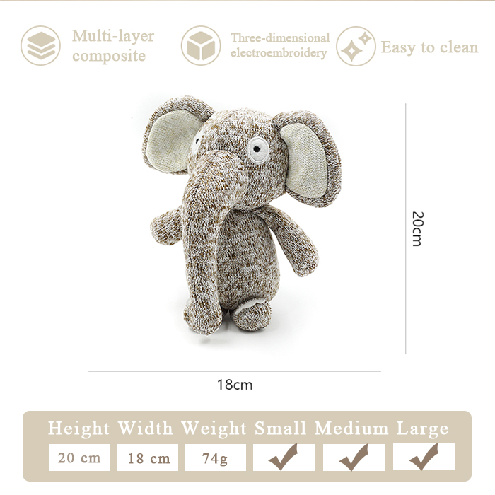 Stock Animal Designer Stuffed Plush Wholesale Dog Toys Knit Cute Elephant Rabbit Chew Pet Squeak Toys