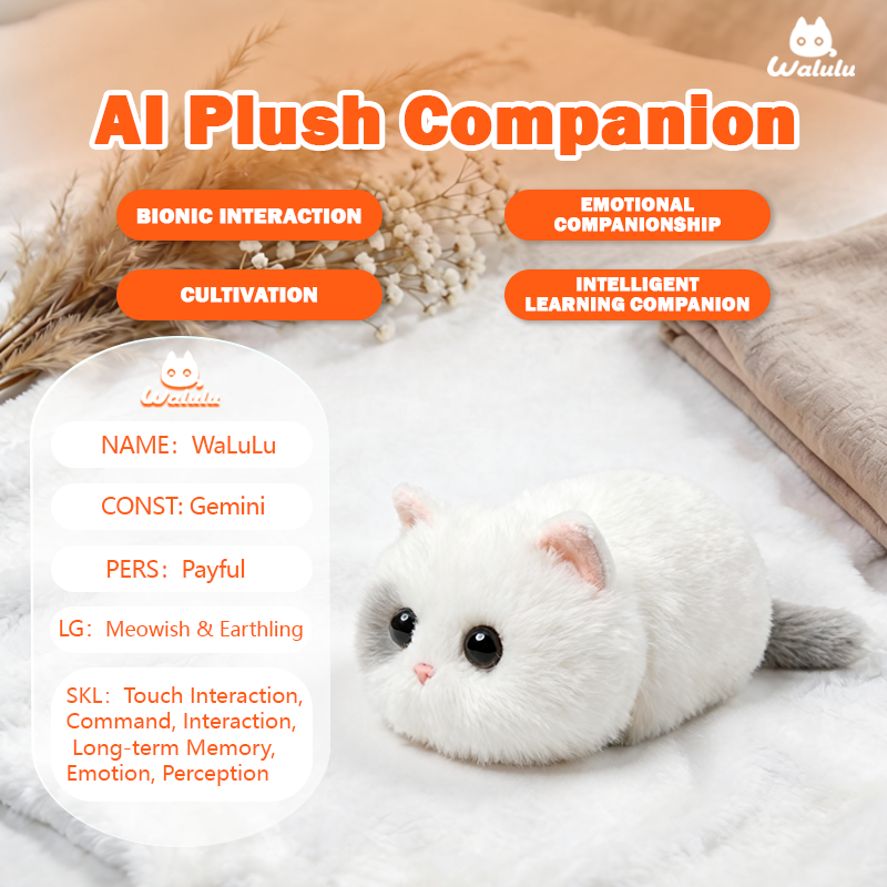 Walulu Stuffed Animals Super Soft cat Doll Style Robot Toy Educational Animal Cute Cat Custom Mini Plush Toys