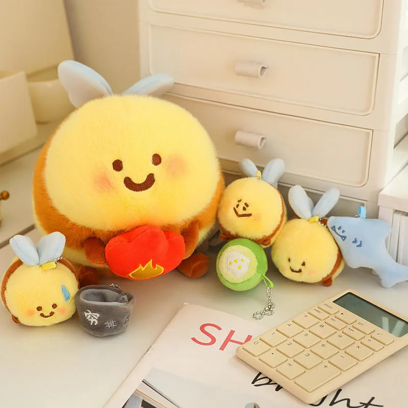 Custom Bee Plush Toy Fluffy Soft Cartoon Doll Sleeping Accompany Stuffed Animal Doll Plush for Children
