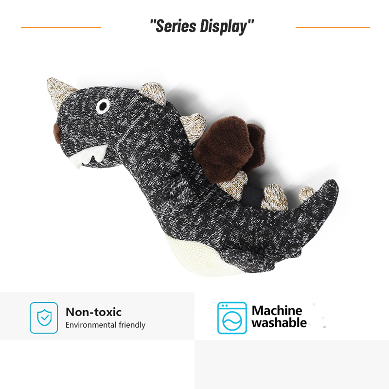 High Quality Black Funny Mini Dinosaur Toy Interactive Chew Squeaky Plush Luxury Interactive Pet Toy