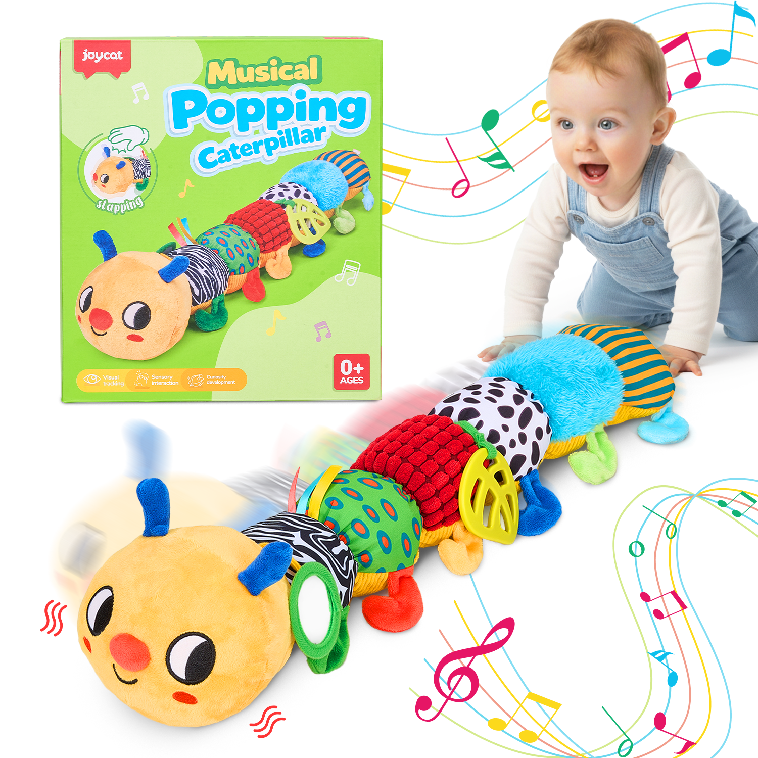 Joycat Educational Toys Cute Plush Insect Caterpillar Height Chart for Babies a Fun Toy for Grasping Pressing and Playing Music