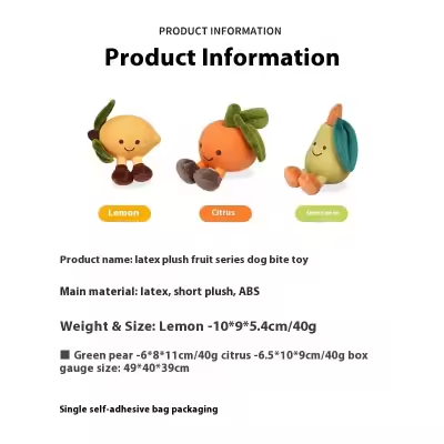 Fruit Shape Short Plush And Latex Dog Squeaky Toy Interactive Pet Chew Play Toy For Pet Stores And Wholesalers