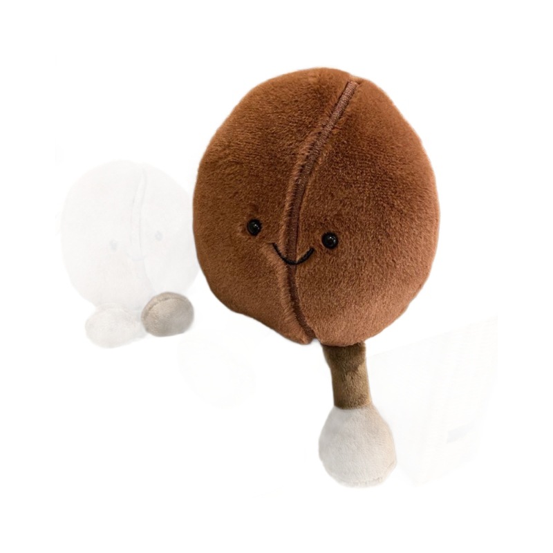 Cute Embossed Cartoon Coffee Bean Plush Keychain Soft Toy Bag Pendant Stuffed Doll for Gift