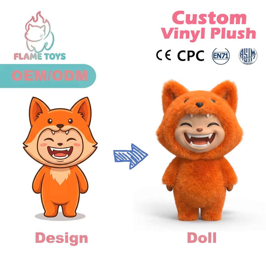 High Collectibility Custom Super Soft Plush Embroidered Vinyl Plush Toy PP Cotton for Social Media Viral TikTok Trends OEM