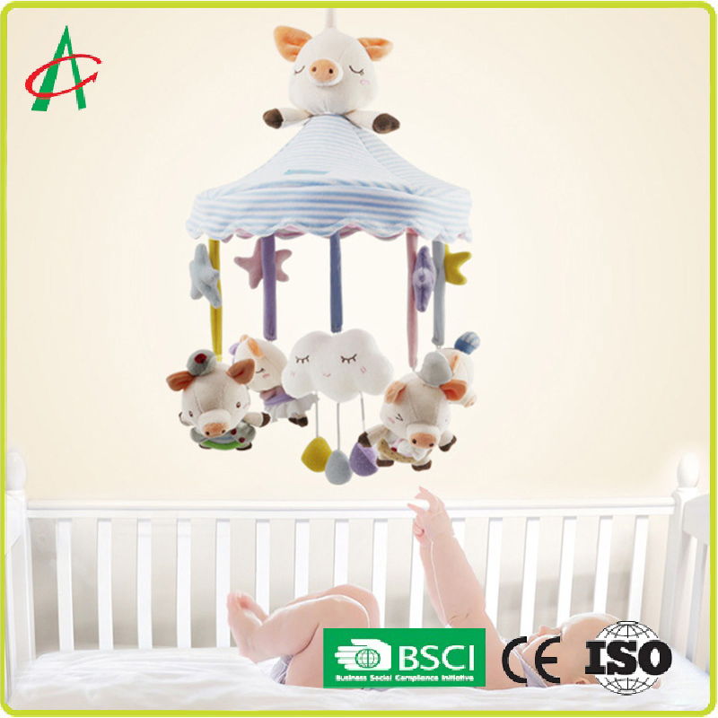 Pig Stuffed Animal Plush Hanging Toy with Rattle Music for Baby
