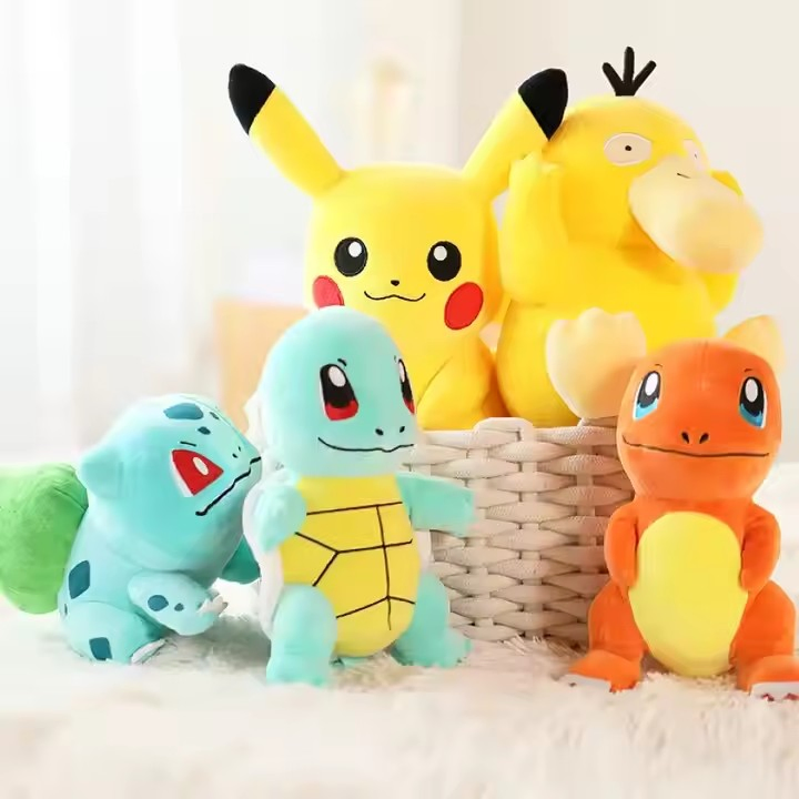 Cute Cartoon Anime Plush Dolls Pikachu Bulbasaur Squirtle Charmander Kawaii Plush Toys