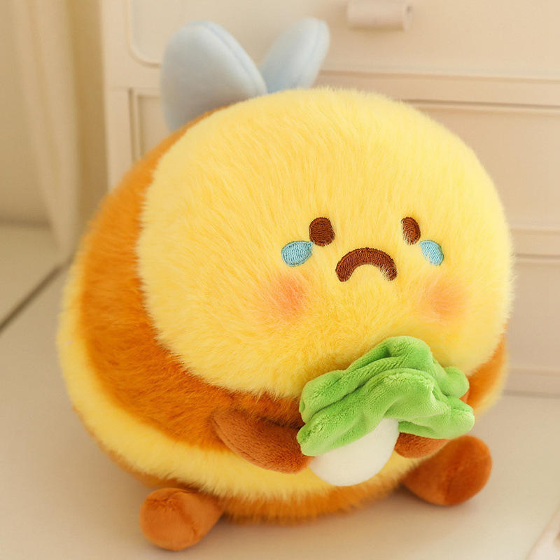 Custom Bee Plush Toy Fluffy Soft Cartoon Doll Sleeping Accompany Stuffed Animal Doll Plush for Children