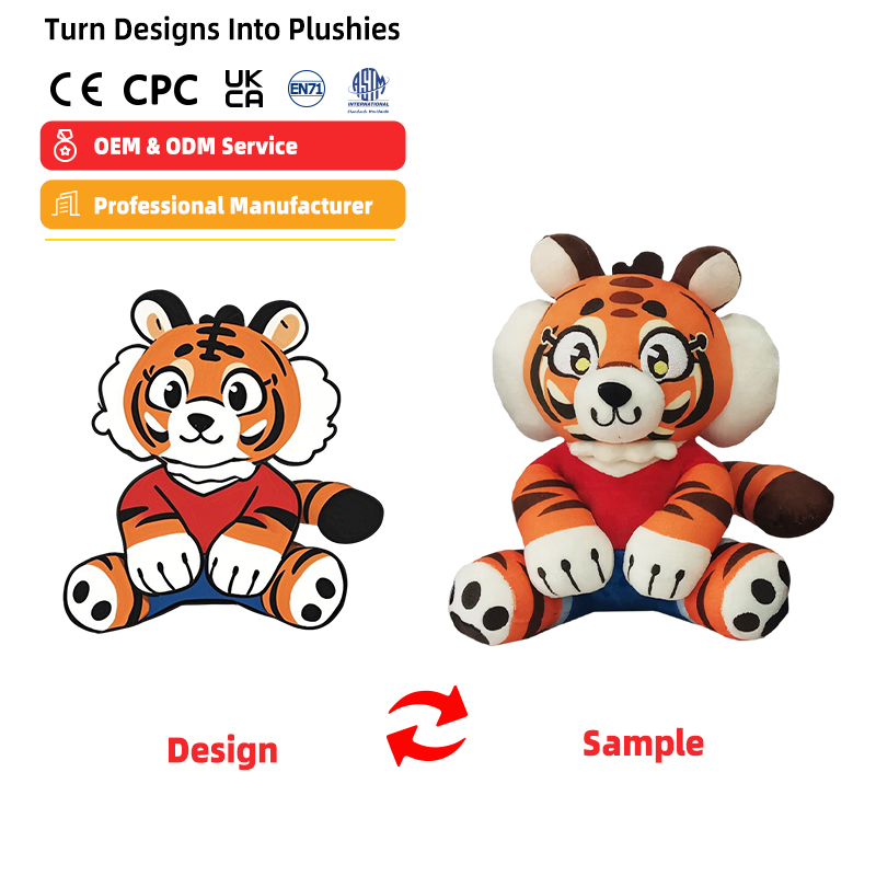 Plushie Custom Design Soft Plush Sitting Tiger Plush Toys Stuffed Animal