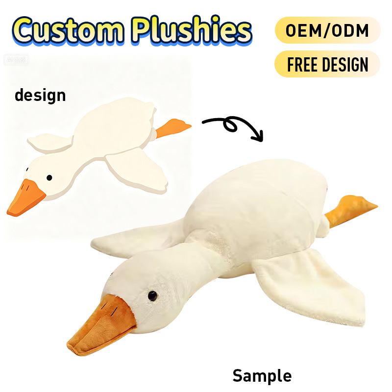 Large Animal Goose Plush Toy PP Cotton Filled Unisex Sleeping Doll Washed Mesh Lining White Pillow Birthday Gift