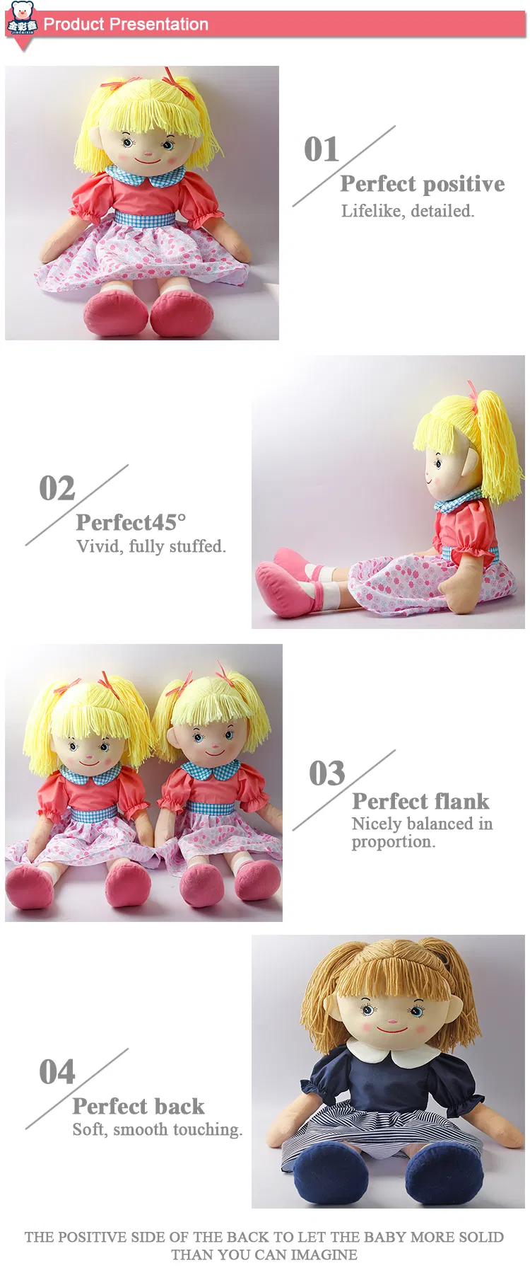 Blond Hair Wearing Floral Dress Lovely Stuffed Toy Soft Plush Rag Doll